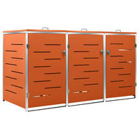 3ER Mülltonnenbox JAGU Edelstahl | Orange | 115x207x77,5cm | Für 3 Tonnen 240L - Orange, Metall (207/115/77.5cm) - DELUKE