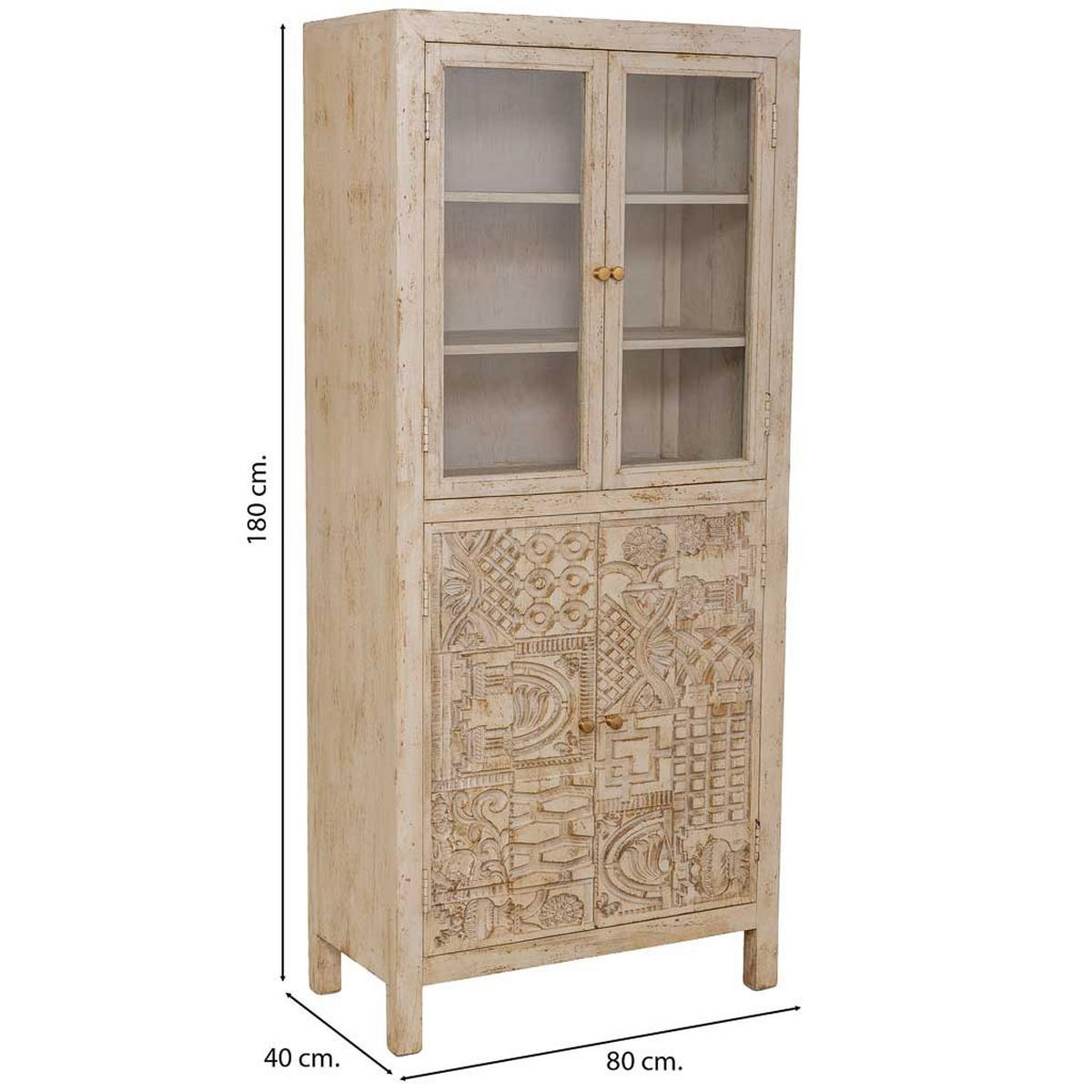 VITRINE aus holz 80x40x180cm - Beige, Holz (80/180/40cm) - Wanderlust