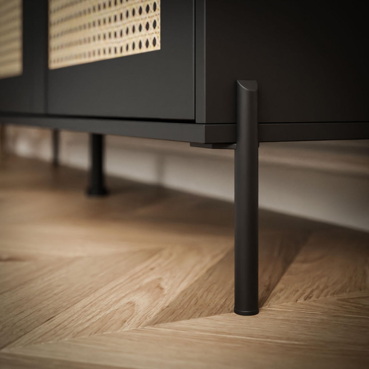 KOMMODE VIENNA 3D mit Wiener Geflechtimitation / Schwarz - Schwarz, Holzwerkstoff (154/79/40cm) - Lookway