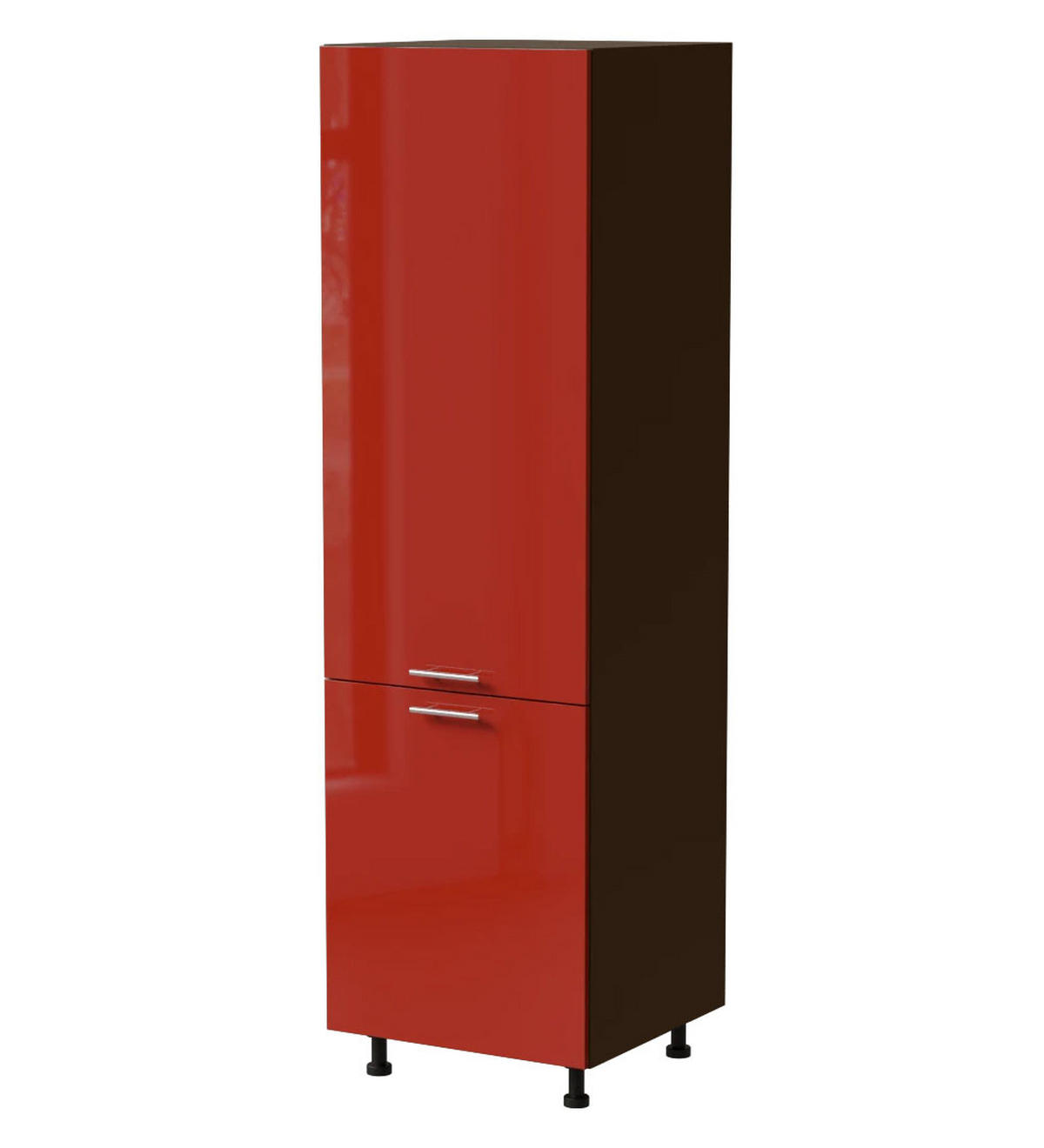 KÜHLSCHRANKUMBAUSCHRANK Brerra D14/DL/60/207 RAL 3002 karminrot Hochglanz / Lava Matt 60 / 59 / 207cm - Dunkelgrau/Rot, Holz/Holzwerkstoff (60/207/59cm) - Feldmann-Wohnen