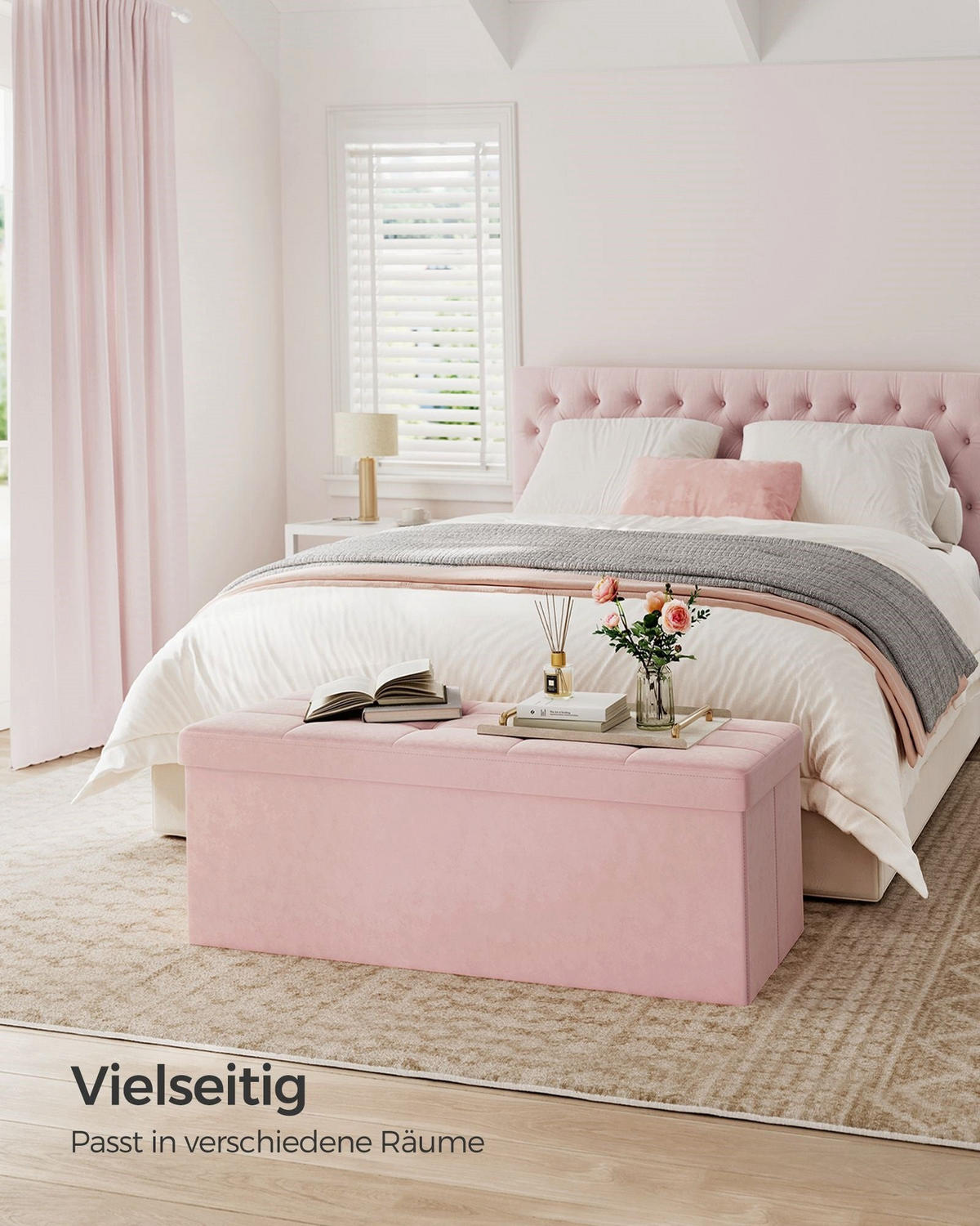 SITZTRUHE NIAMEY - Rosa, Holzwerkstoff (110/38/38cm) - Hansiro