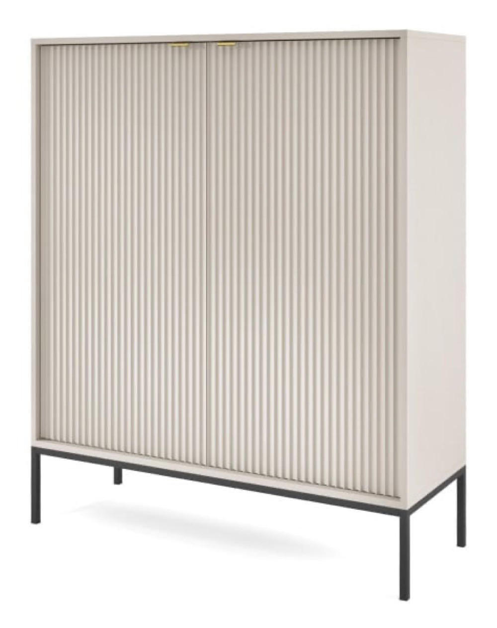 KOMMODE Kaschmir NEW K104 Gerillt Schwarz - Ecru, Holzwerkstoff (104/125/39cm) - Sepro Meble