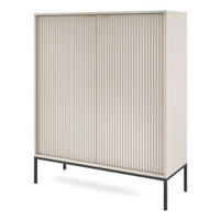 KOMMODE Kaschmir NEW K104 Gerillt Schwarz - Ecru, Holzwerkstoff (104/125/39cm) - Sepro Meble
