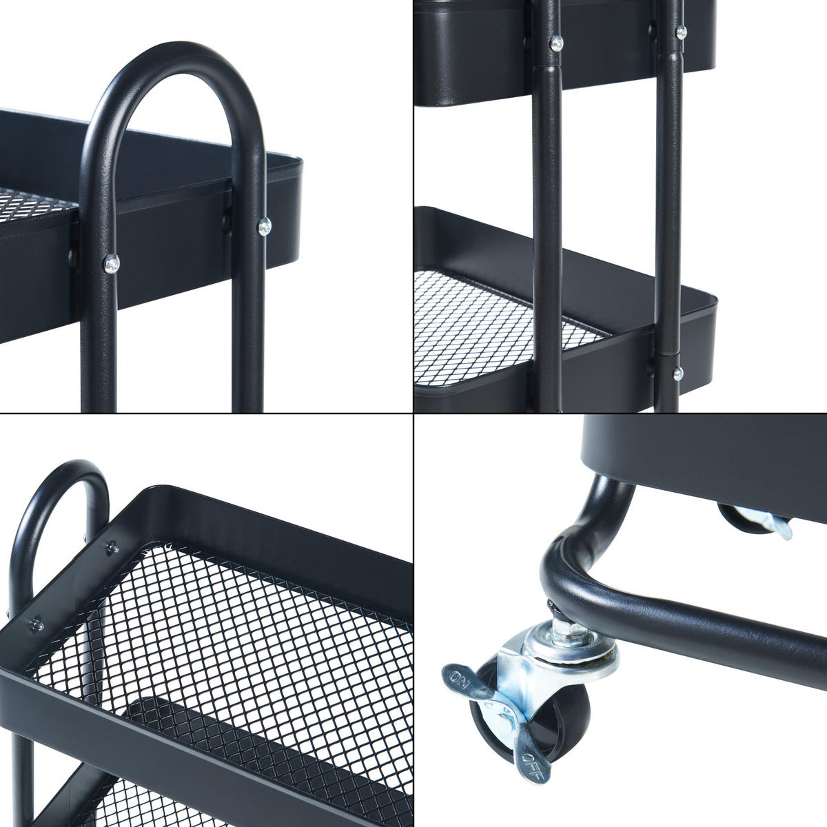 SERVIERWAGEN Pyhäntä - Schwarz, Metall (46/103.5/35cm) - [en.casa]