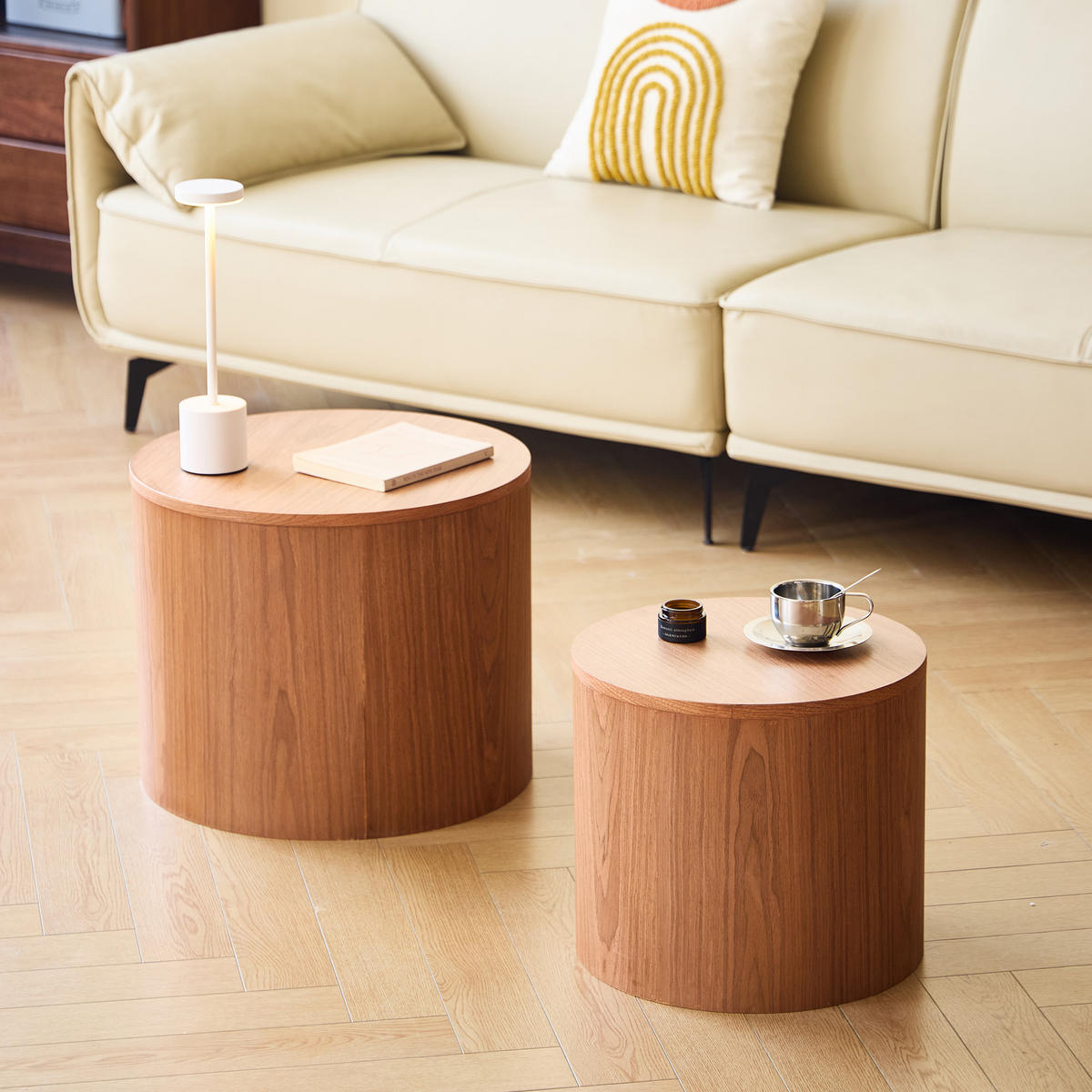 COUCHTISCH (2er set) Rund Braun 50 x 50 x 39 cm - Braun, Holz (50/50/38.5cm) - Nordlys