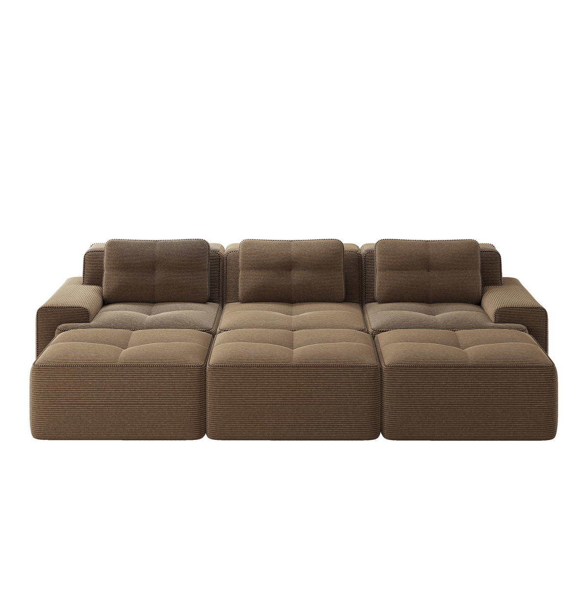 SOFA modular mit Schlaffunktion Corduroy Brown - Braun, Kunststoff (177/69/293.2cm) - Meubliv