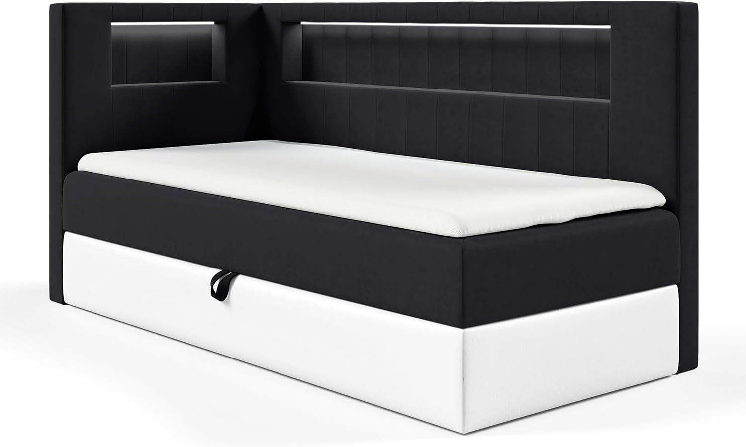 Meblini Kinderbett Schwarz, Weiß 103x212 cm