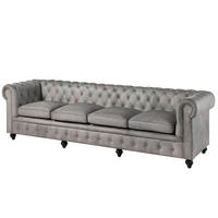 SOFA 4-Sitzer Echtleder 274x82x75 grau CHESTERFIELD #204 - Grau, Leder (274/75/82cm) - Massivmoebel24