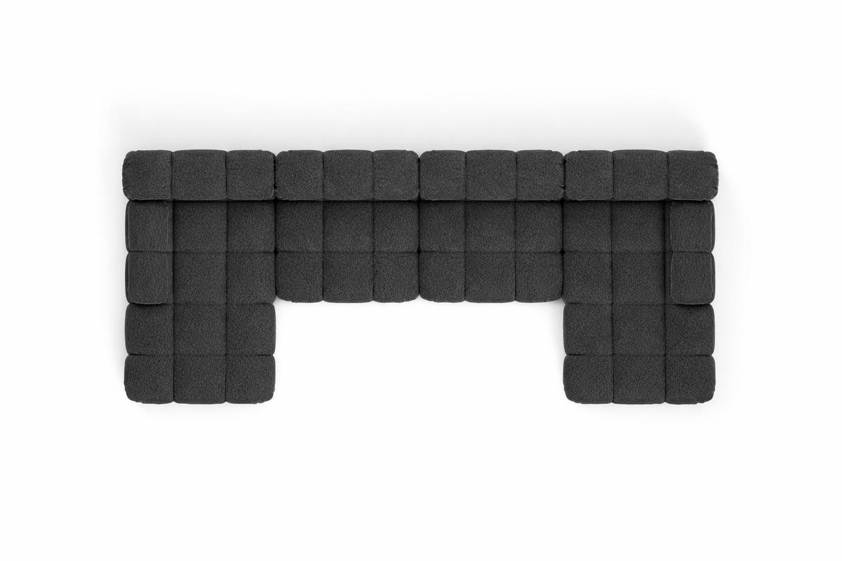 ECKSOFA U-Form XL, Stoff Bouclé Abriamo, Graphit, Selia U XL - Graphitfarben, Holz (380/70/160cm) - Kaiser Möbel