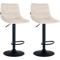 BARHOCKER 2er Set James Samt schwarz creme - Creme/Schwarz, Textil/Metall (43/108.5/46.5cm) - TPFLiving