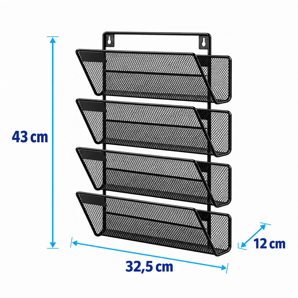 ZEITSCHRIFTENHALTER Schwarz Metall Wandmontage - Schwarz, Metall (32.5/43/12cm) - Relaxdays