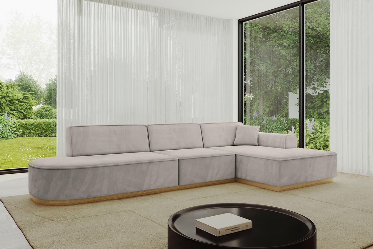 ECKSOFA Ottomane Rechts IREA-L2-v2 - 328x171x83 cm Hellbraun - Hellbraun, Holzwerkstoff/Textil (171/328cm) - ALTDECOR