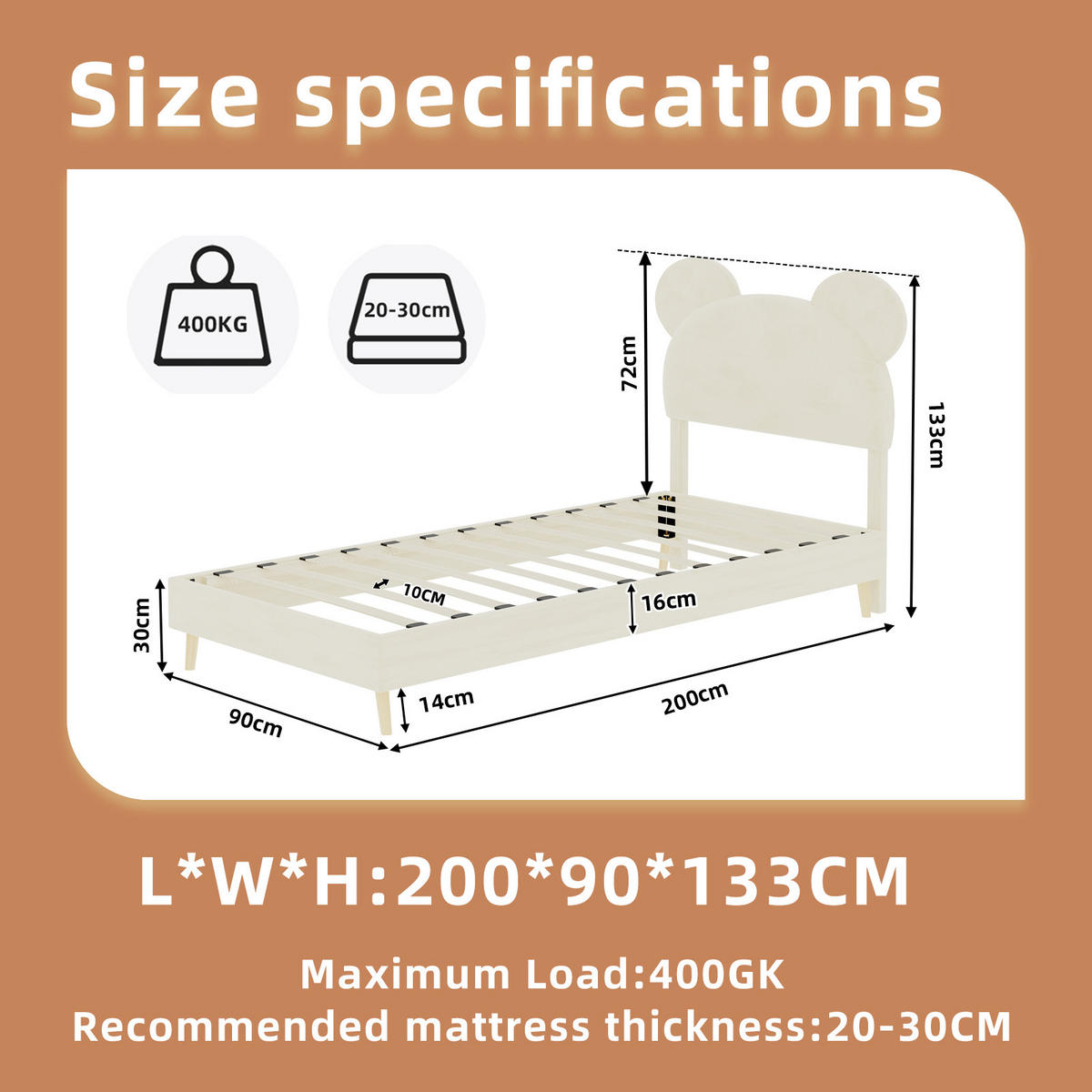 KINDERBETT mit Bettkasten 90x200 cm Stoff Beige - Beige, Holz (90/200cm) - Meubliv