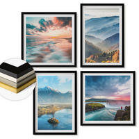 WANDBILDER 4er-Set - 50x50 cm & 40x60 cm Schwarzer Rahmen - Berglandschaften, Wasserfälle - Schwarz, Kunststoff (50/50cm) - ArtPrintCave