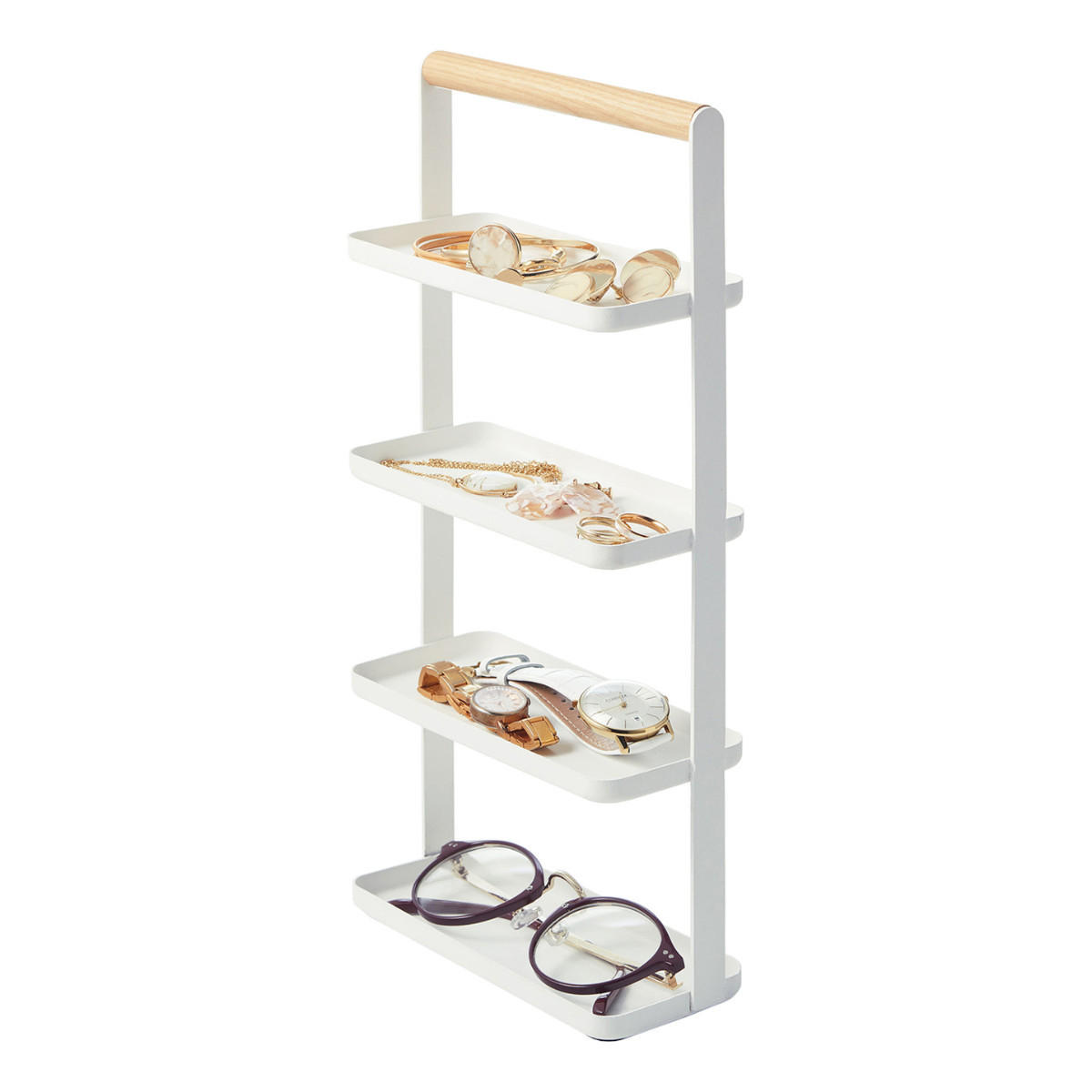 ACCESSOIREHALTER mit 4 ebenen - tosca 16,5/7/33 cm - Weiß, Holz/Metall (7/33/16.5cm) - Yamazaki