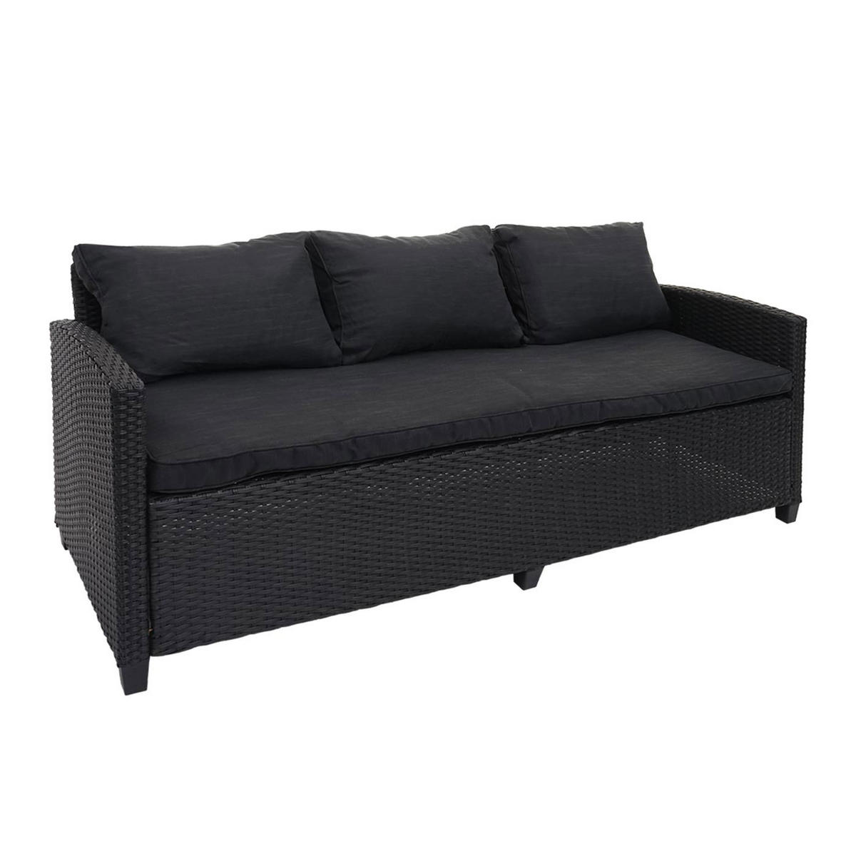 POLY-RATTAN GARNITUR Schwarz - Schwarz, Kunststoff - MCW