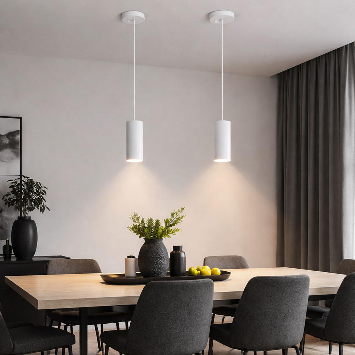 HÄNGELEUCHTE Metall Weiß James 2er Set - Weiß, Metall (10/10/120cm) - Globo Lighting