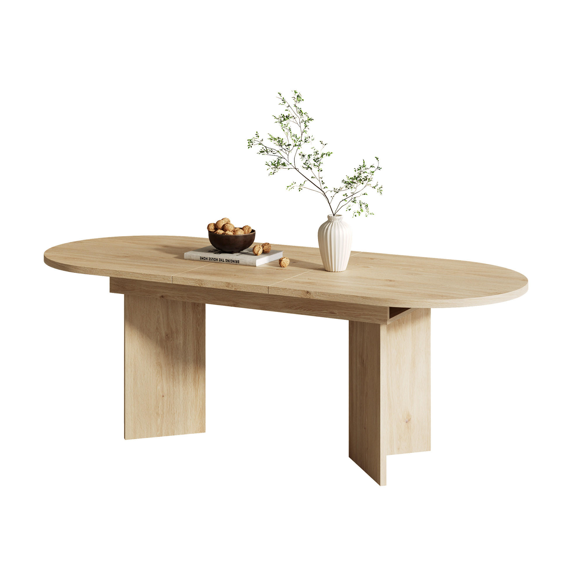 ESSTISCH ausziehbar in Eichefarben mit abgerundeten Ecken,180/90/75 cm - Eichefarben, Holzwerkstoff (180/90/75cm) - Flora Grace