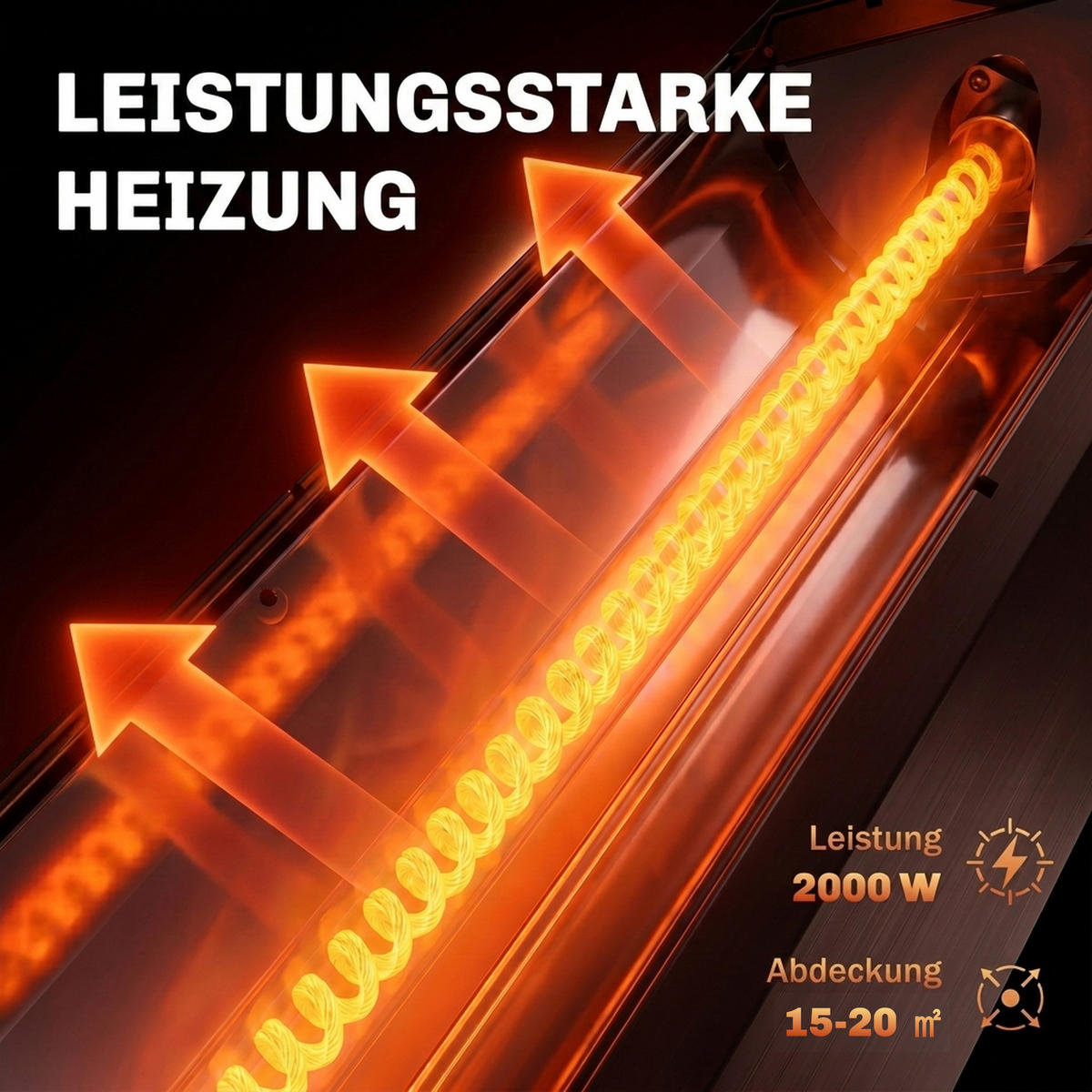 INFRAROT-HEIZSTRAHLER Metall Kohlefaser Schwarz - Schwarz, Metall (25/104.6/30.5cm) - Outsunny