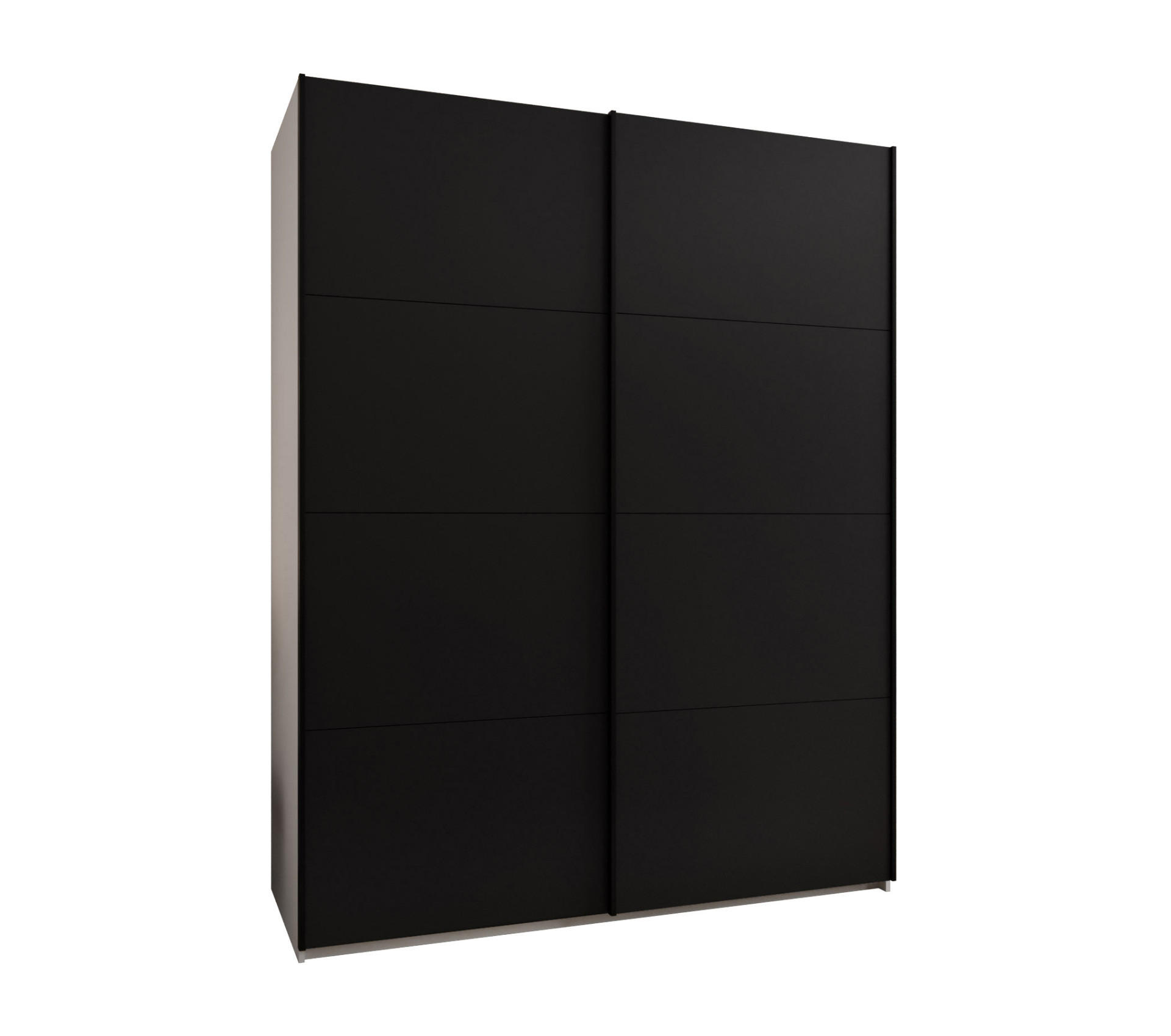 Abiks Möbel Schwebetürenschrank Weiß, Schwarz, Schwarz 190x245x64 cm