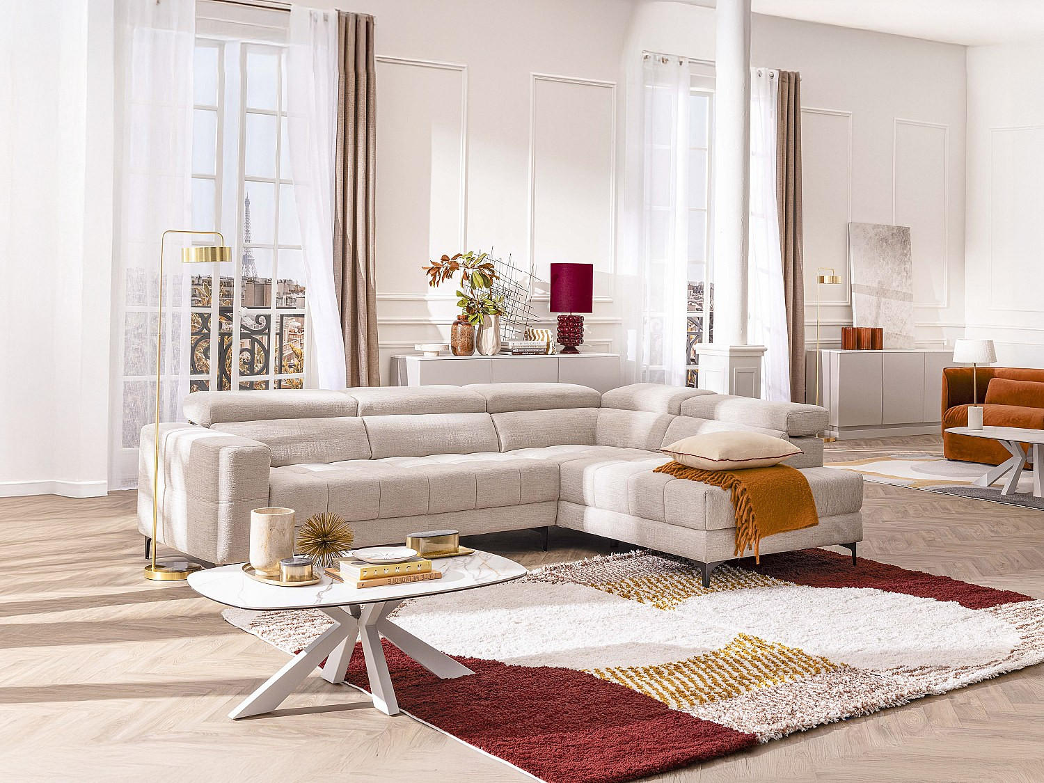 Thumbnail - Vente-Unique Couchttisch, Weiß, Glas, Uni, Oval, 109.5x40x69.5 cm, Wohnzimmer, Wohnzimmertische, Couchtische