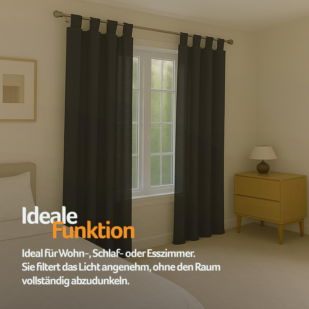 SCHLAUFENSCHAL blickdicht 140x245 cm Schwarz 2er-Pack - Schwarz, Textil (140/245cm)