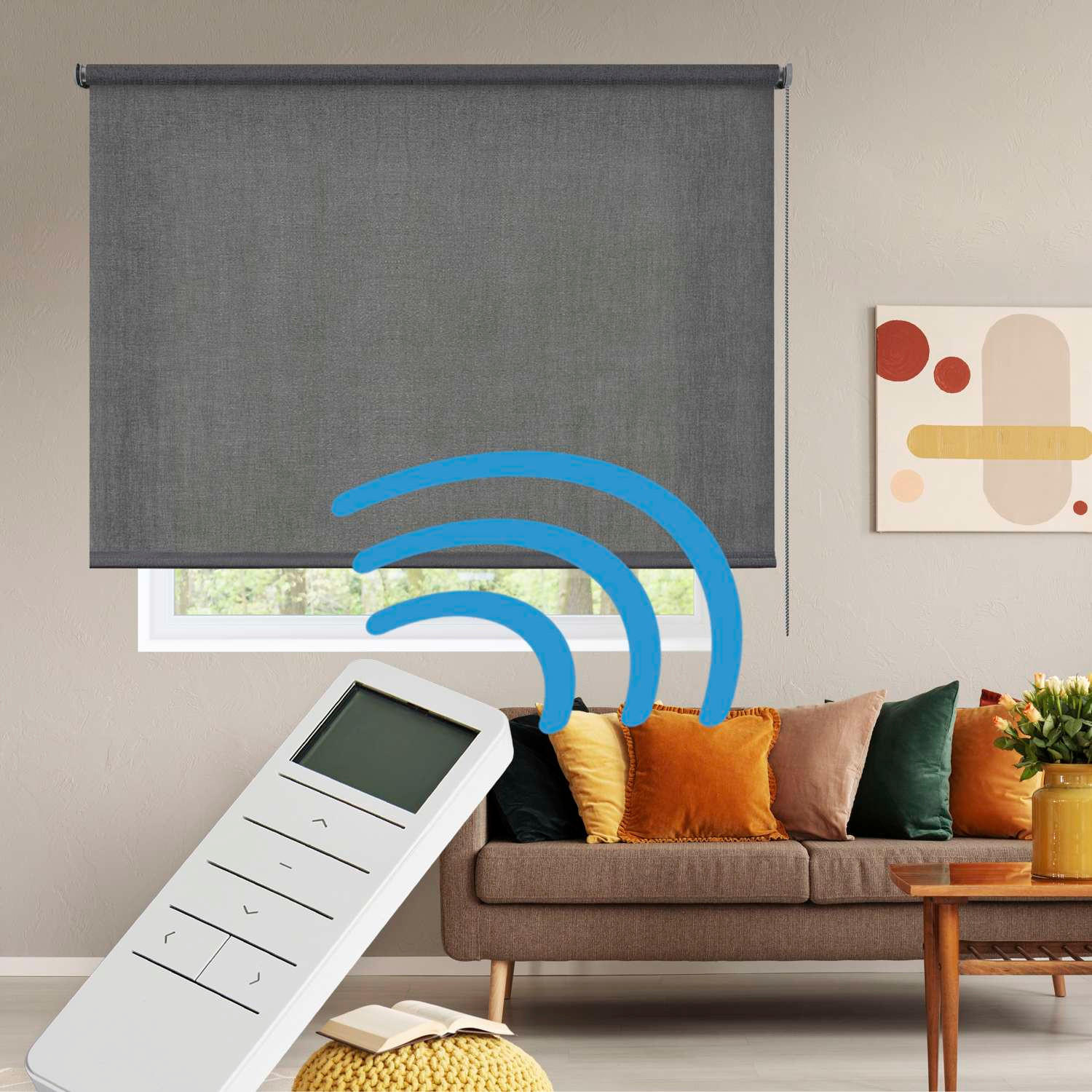 ROLLO motorisiert Grau, 100 x 250 cm - Grau, Kunststoff (100/250cm) - STORESDECO