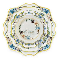 TELLERSET Blumengeschirr Bone China Weiß Gold 4tlg Ø30 Ø27 Ø20 Ø16 c - Roségold/Goldfarben, Keramik (30/2/2cm) - Quality Elegance