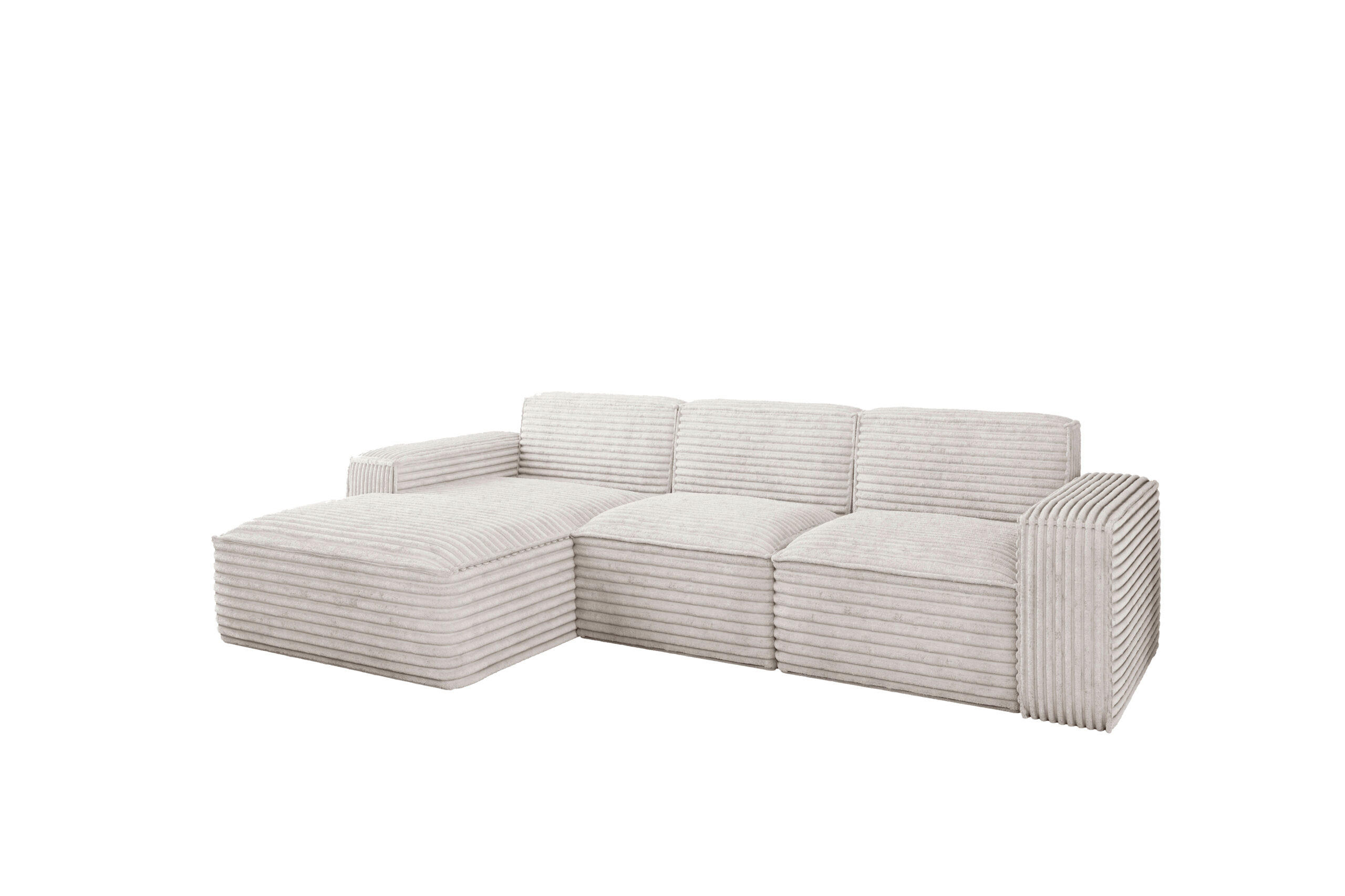ECKSOFA L-Form Siena Stoff Velo Ecru Links - Ecru, Holz/Kunststoff (165/266cm) - Kaiser Möbel