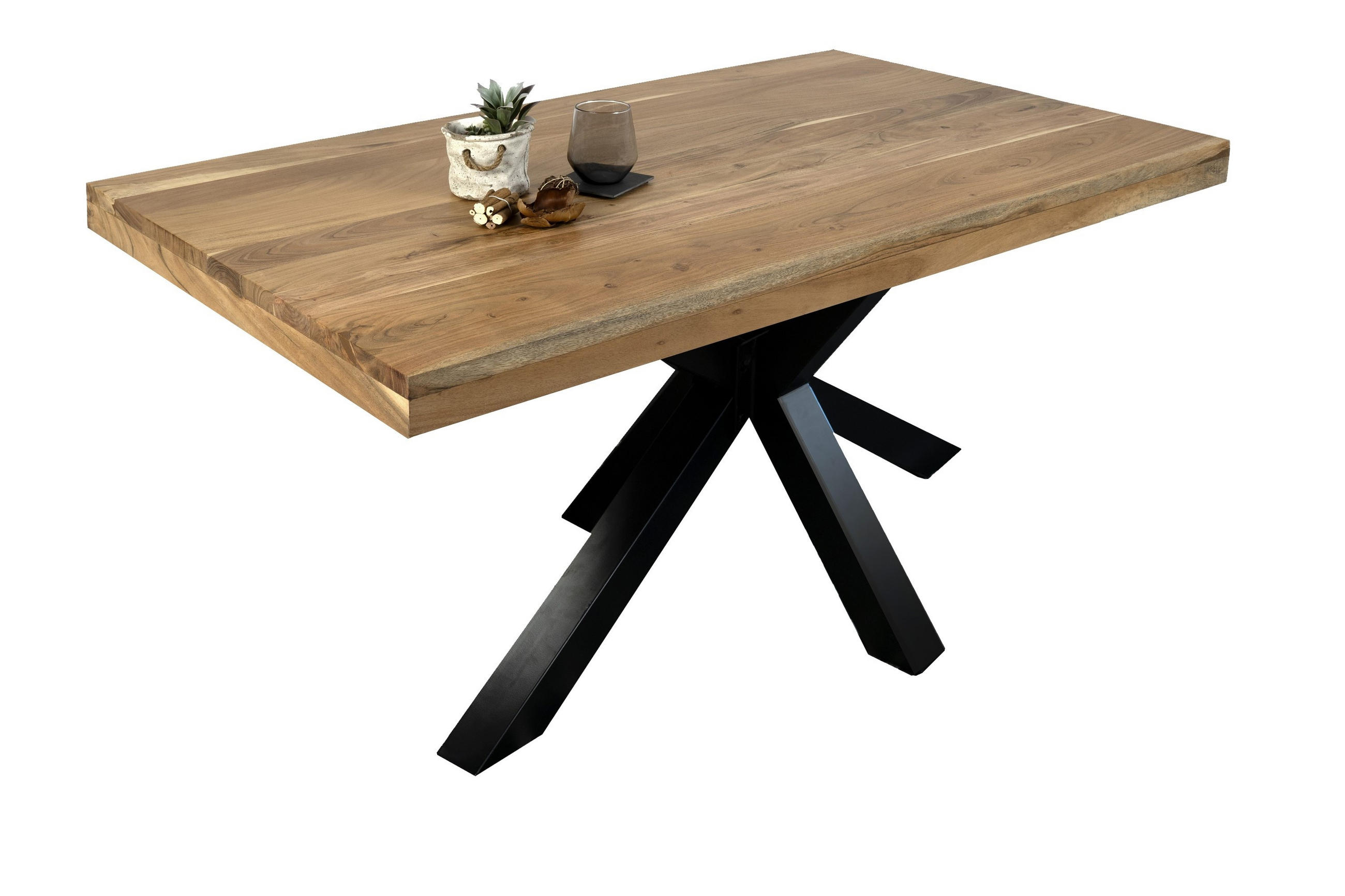 ESSTISCH RIO - Schwarz/Naturfarben, Holz/Metall (85/160/77cm) - SAM