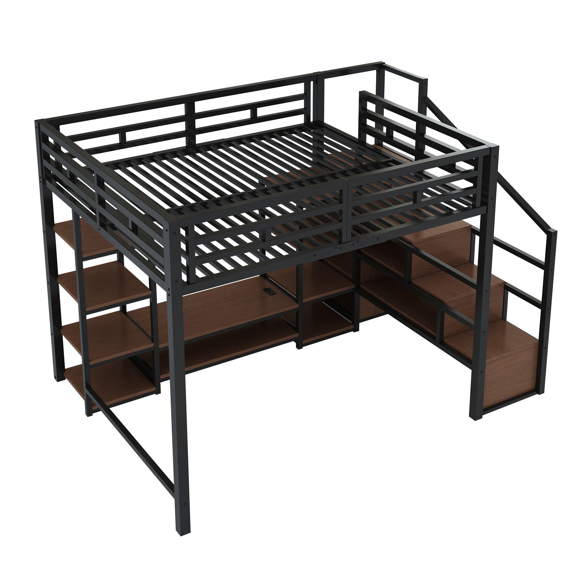 ComfortXL Hochbett Schwarz, Braun 140x200 cm