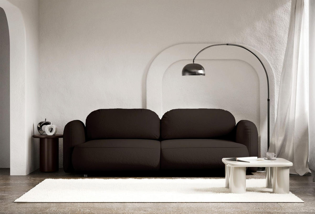 3-SITZER SCHLAFSOFA Tvoya Braun Chenille - Schwarz/Braun, Kunststoff/Textil (253/82/110cm) - Selsey