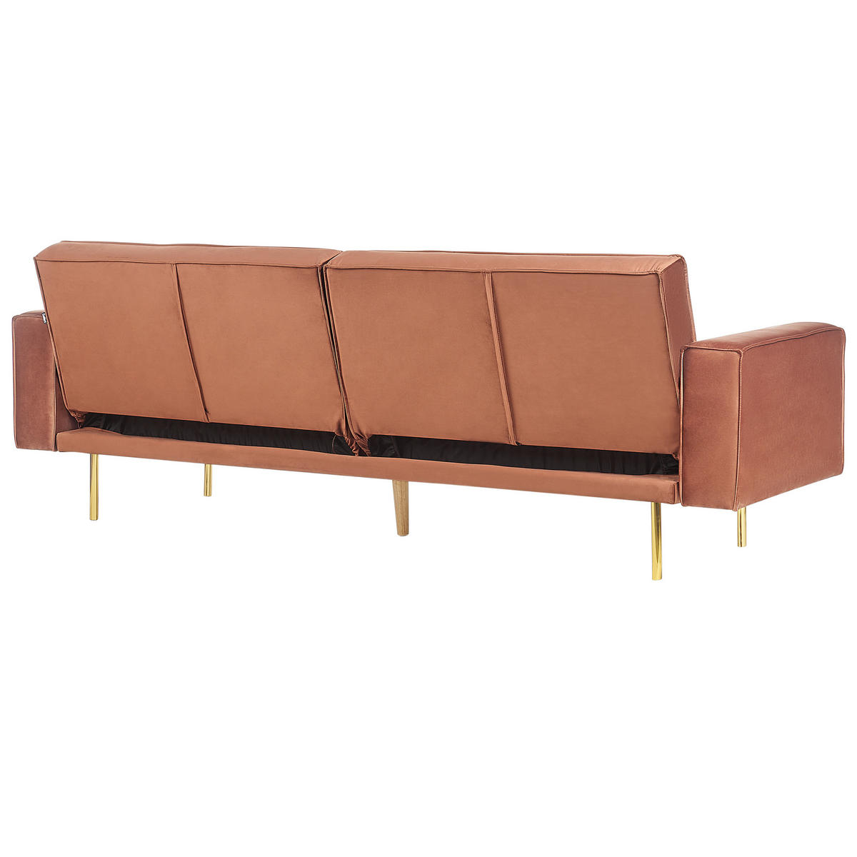 3-SITZER-SCHLAFSOFA Samtstoff goldbraun Visnes - Goldfarben/Braun, Textil (218/80/81cm) - Beliani