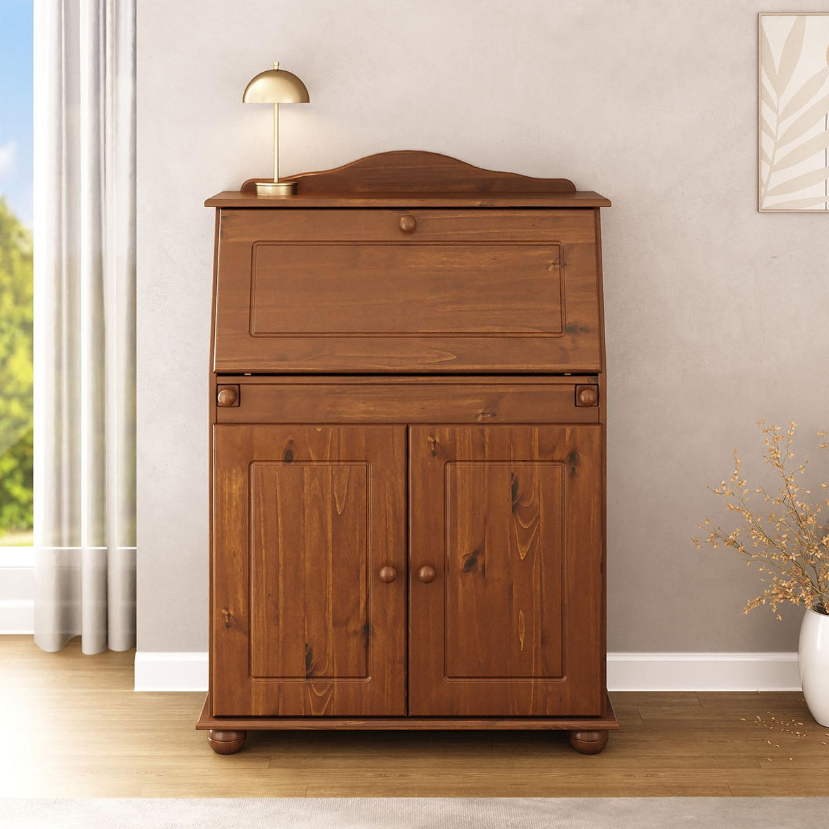 SEKRETÄR DAVID Kastanie - Kastanienfarben, Holz (38/82/117cm) - IDIMEX