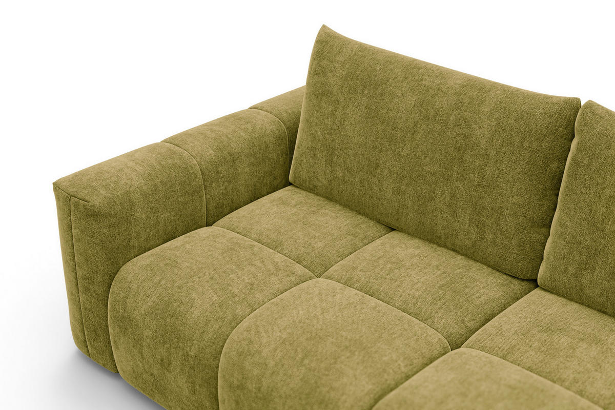 SOFA VERONA 3-Sitzer, Khaki - Schwarz/Grün, Holz/Textil (224/83/110cm) - Courtois Laville