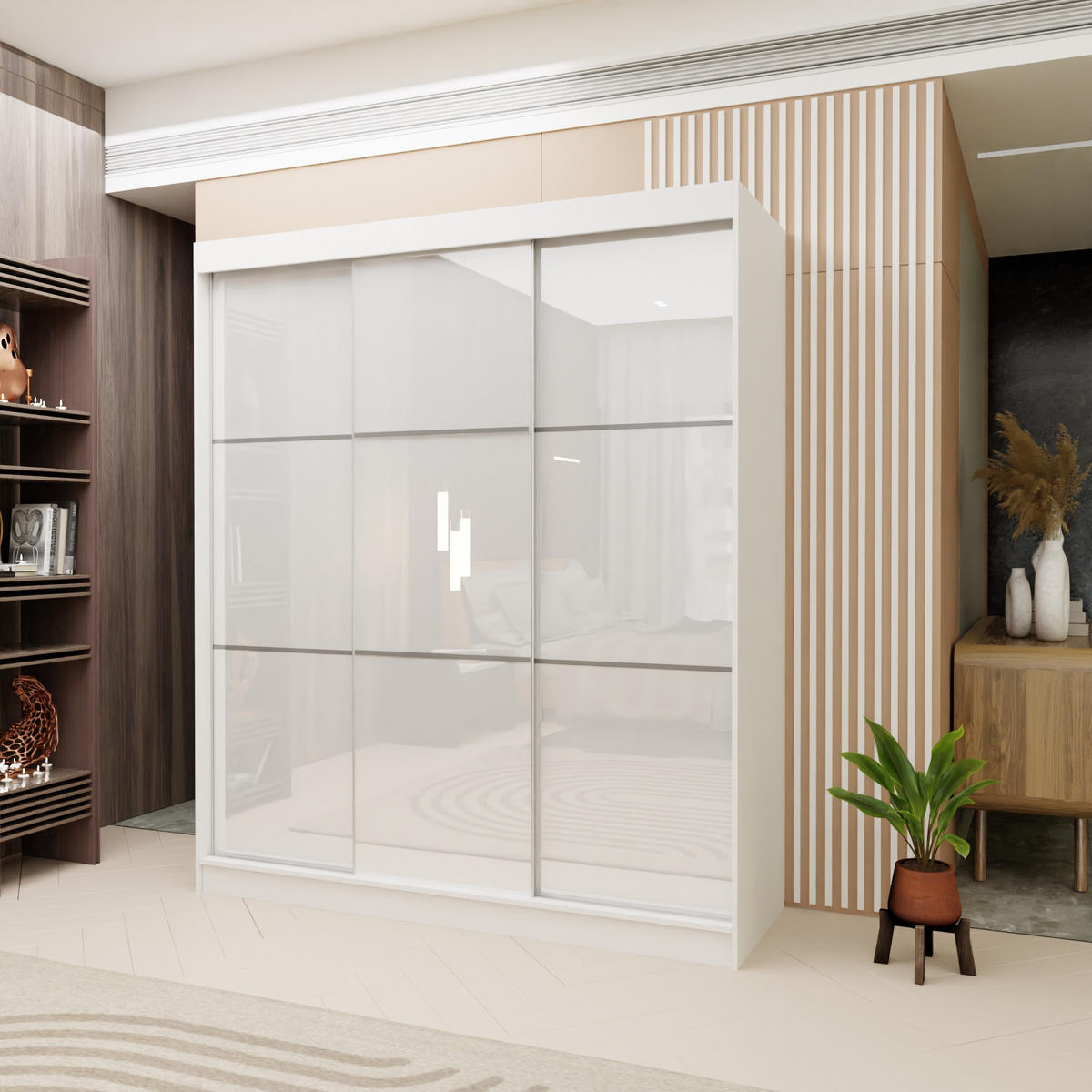 SCHWEBETÜRENSCHRANK VITALE 180/216/61 cm 3-türig Weiß - Weiß, Holzwerkstoff (180/216/61cm) - MASSENO