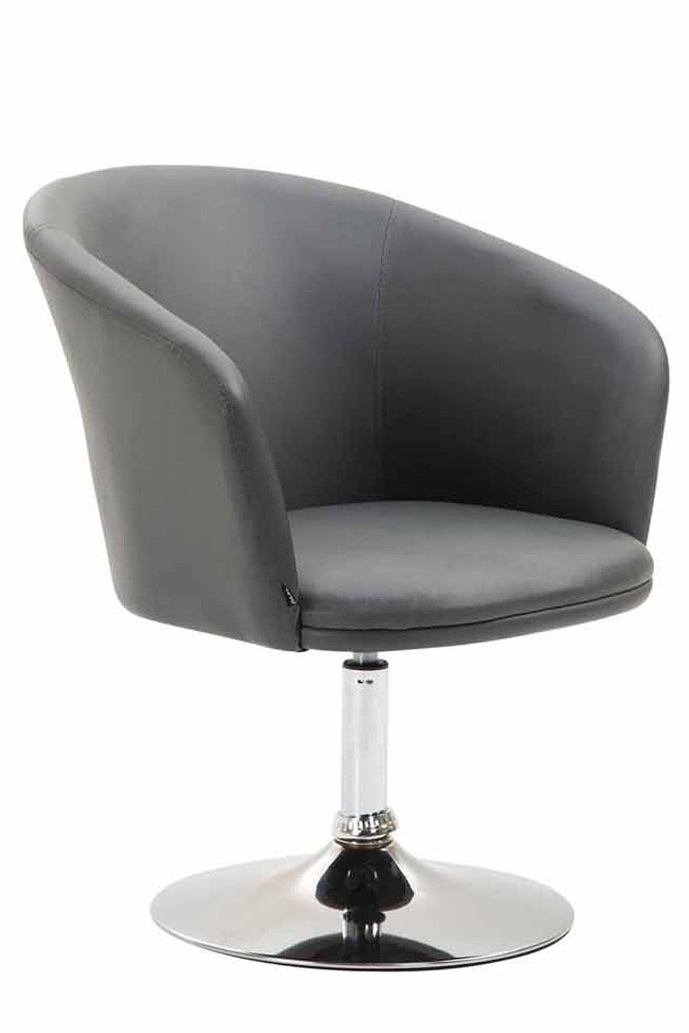 DREHSTUHL Lederlook grau - Chromfarben/Grau, Textil/Metall (66/81/61cm) - CLP