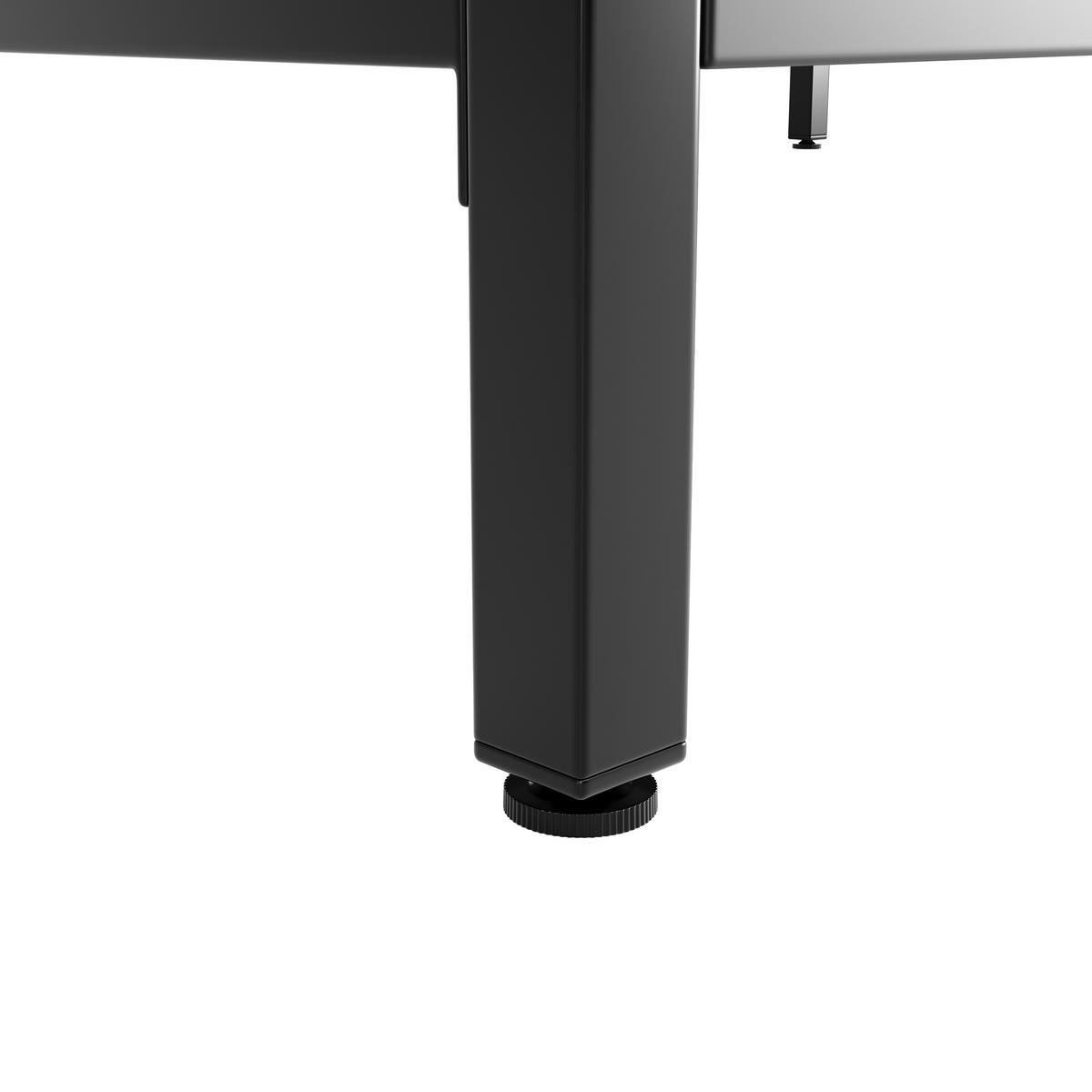 STEHTISCH 100x90x90cm Schwarz Marmoroptik mit 2 Schubladen & Eisenbeinen - Schwarz, Holzwerkstoff (100/90/90cm) - Modfu