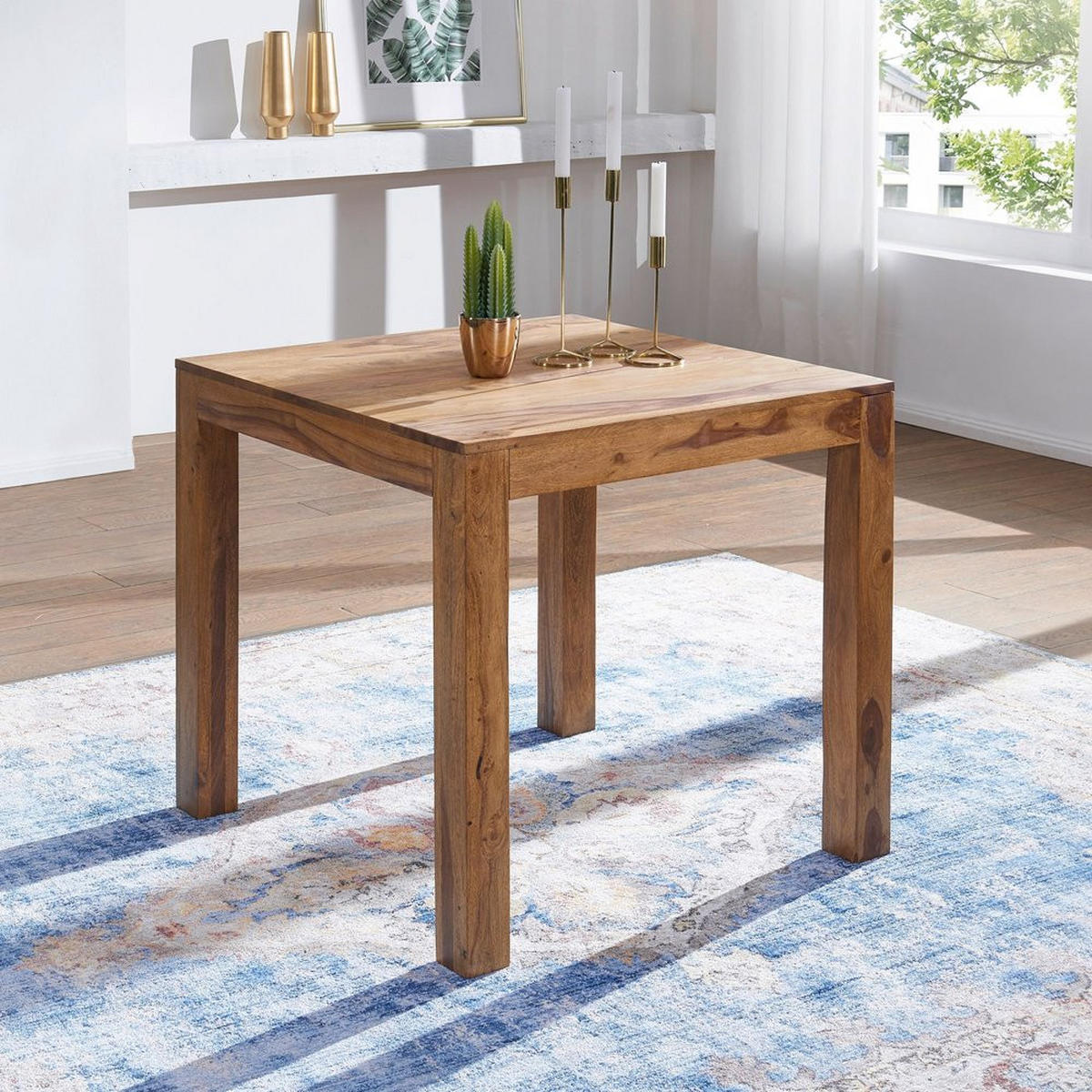 ESSTISCH Massivholz Akazie Rechteckig Handgefertigt NAKO, Braun 80x80x76 cm - Dunkelbraun/Braun, Holz (80/80/76cm) - KADIMA DESIGN