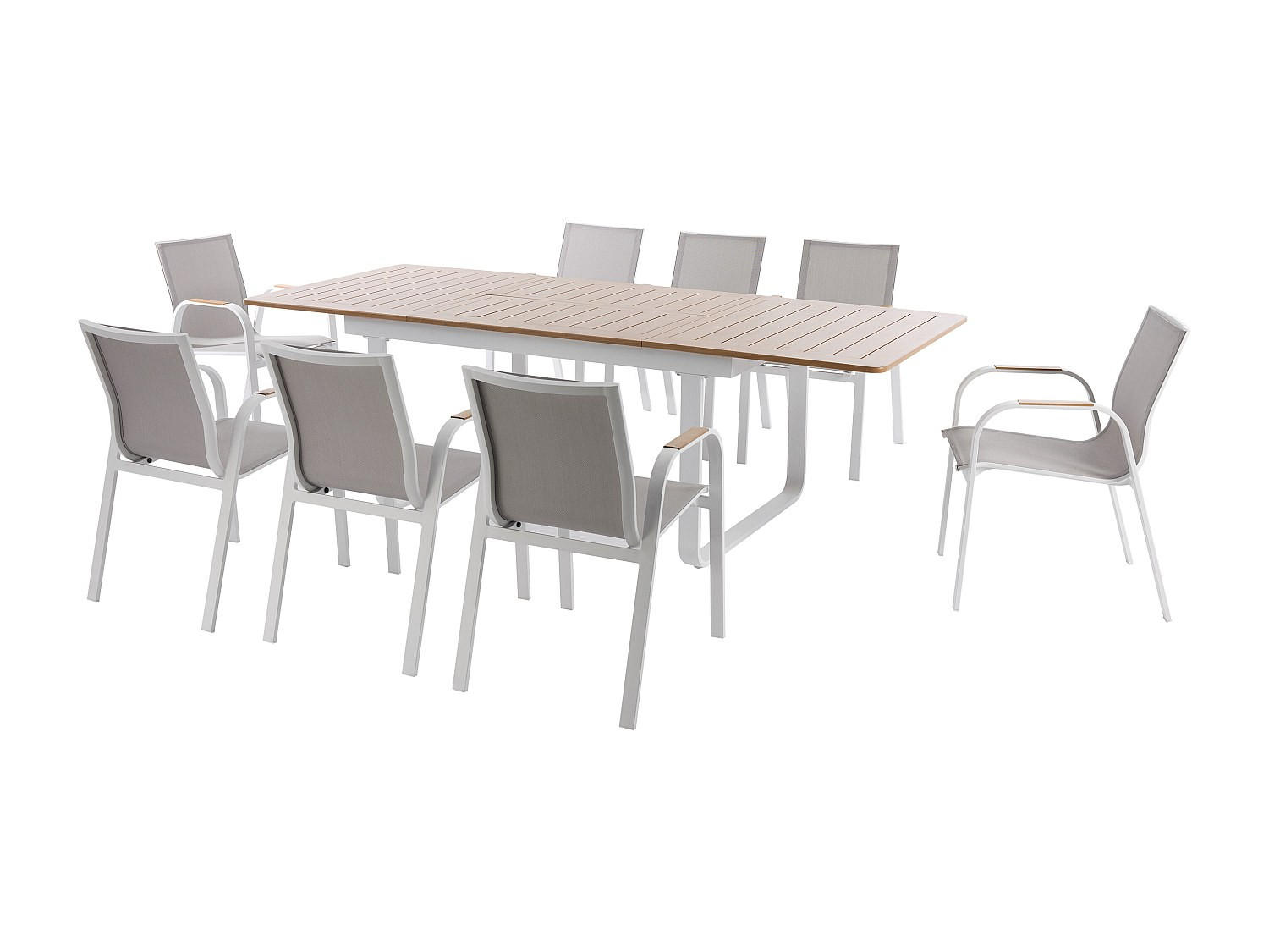 GARTENESSGRUPPE im Set - 8 -Sitzer - Aluminium - naturfarben hell, weiß - SERUNO - Naturfarben, Metall - Vente-Unique