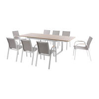 GARTENESSGRUPPE im Set - 8 -Sitzer - Aluminium - naturfarben hell, weiß - SERUNO - Naturfarben, Metall - Vente-Unique