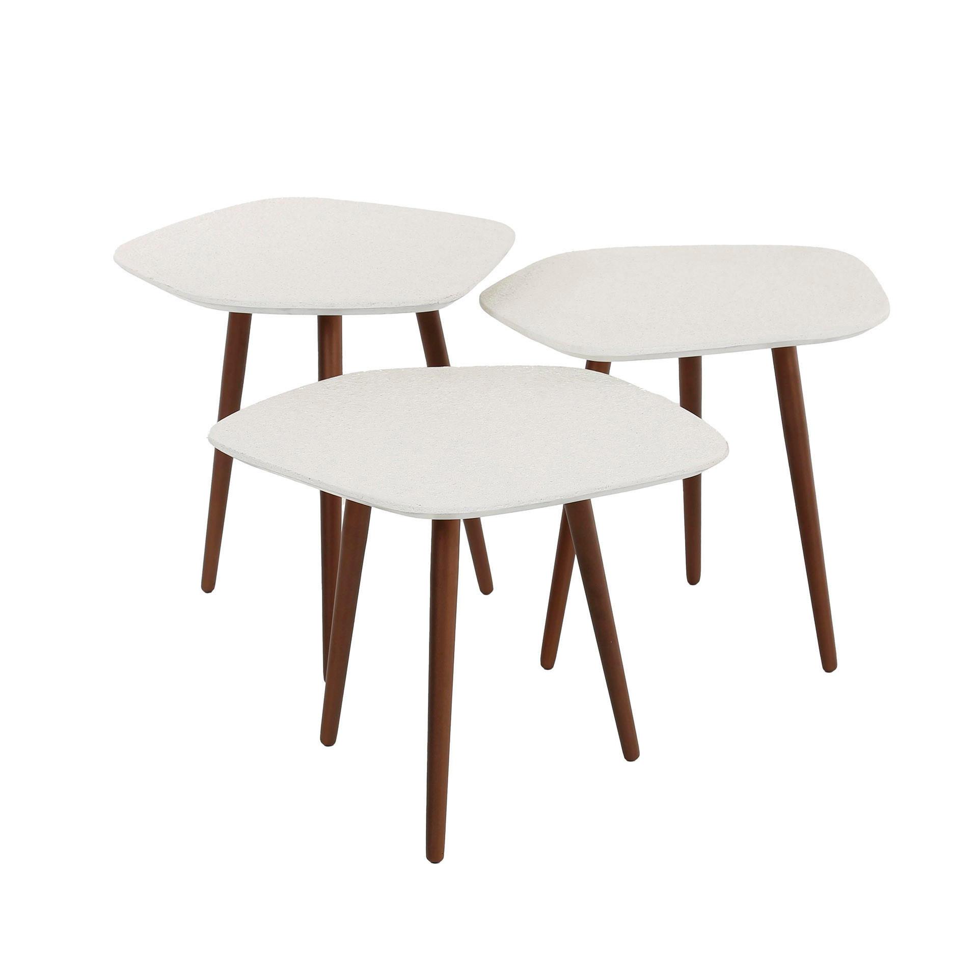 COUCHTISCH Ston Weiß 47/42/40 cm 3er-Set - Weiß, Metall (47/42/40cm) - Hoyz Collection