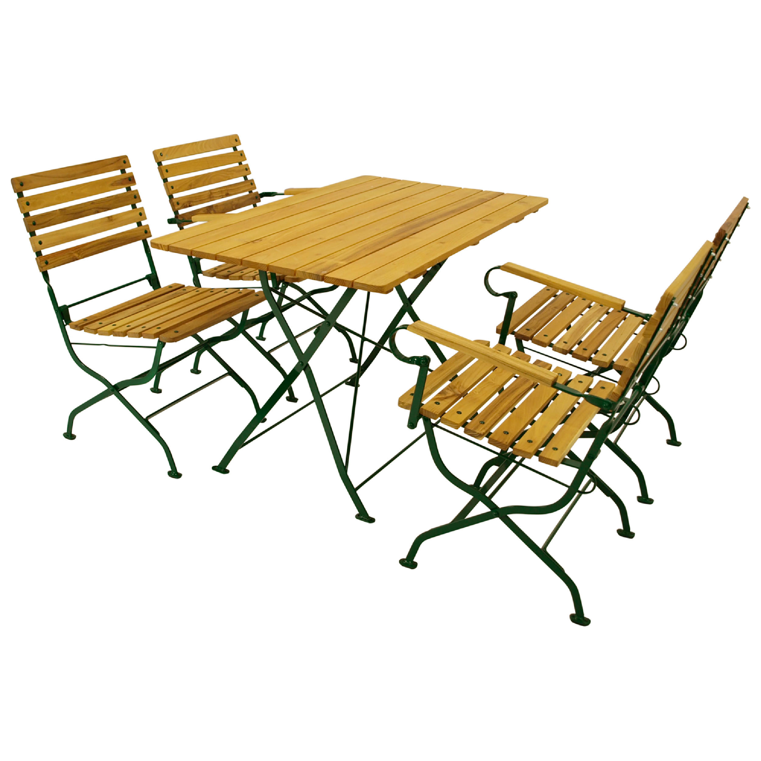 SITZGRUPPE Hobart - Garten-Garnitur 5-teilig, Flachstahl Robinienholz - Gestell verzinkt dunkelgrün - Grün, Holz - TPFGarden