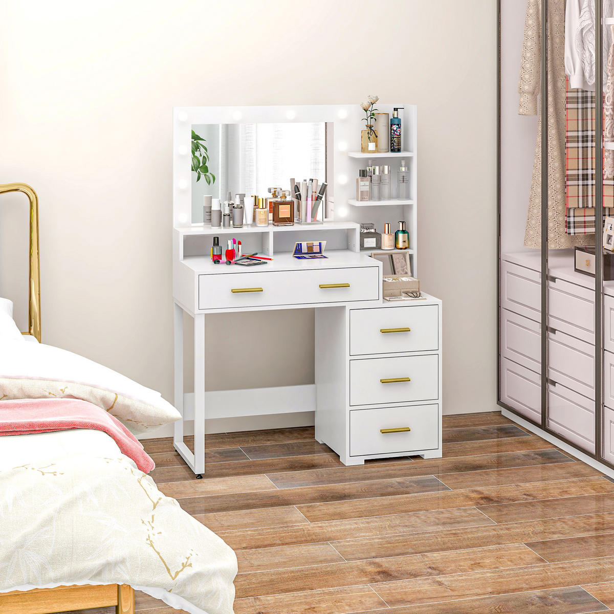 SCHMINKTISCH DE-18300 Weiß - Weiß, Holzwerkstoff (40/138/100cm) - ComfortXL