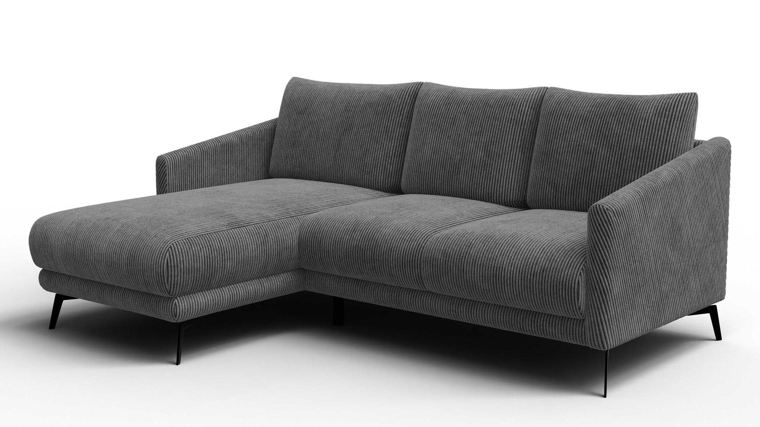 ECKSOFA VILT 3-Sitzer, dunkelgrau - Dunkelgrau/Schwarz, Holzwerkstoff/Textil (221/156cm) - Courtois Laville