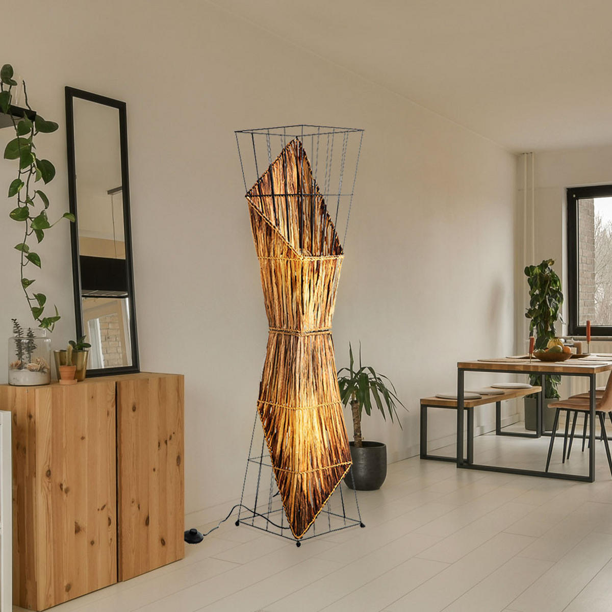 LED STEHLEUCHTE Holz Schwarz - Schwarz, Holz (27/27/130cm) - Nowa