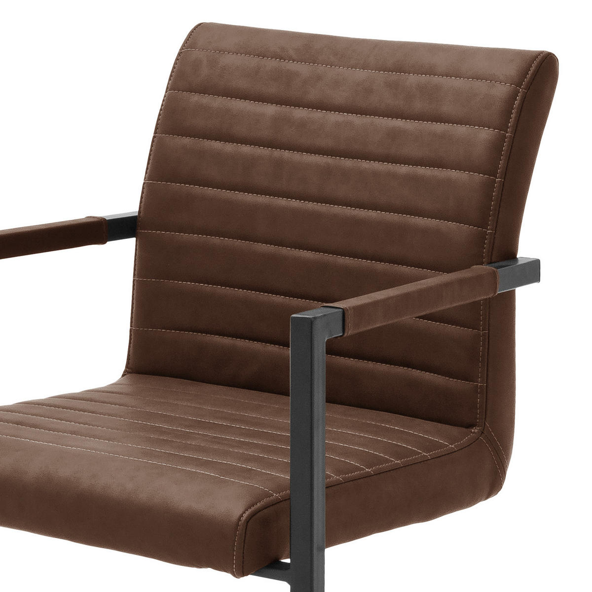 ARMLEHNENSTUHL - Vintage Kunstleder - Braun, Kunststoff/Metall (54/86/63cm) - home24