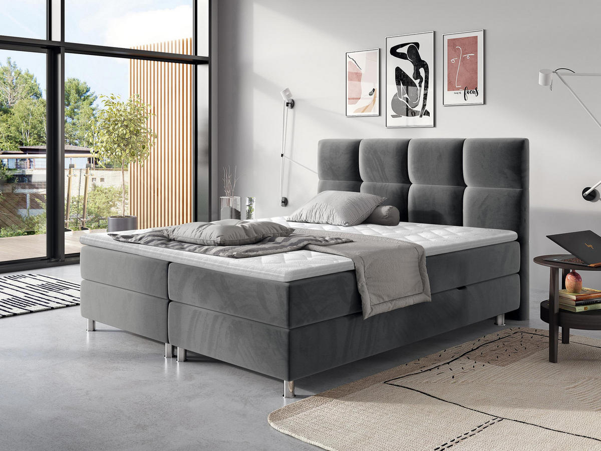 BOXBETT Dave - Chromfarben/Grau, Holz/Textil (160/200cm) - MIRJAN24