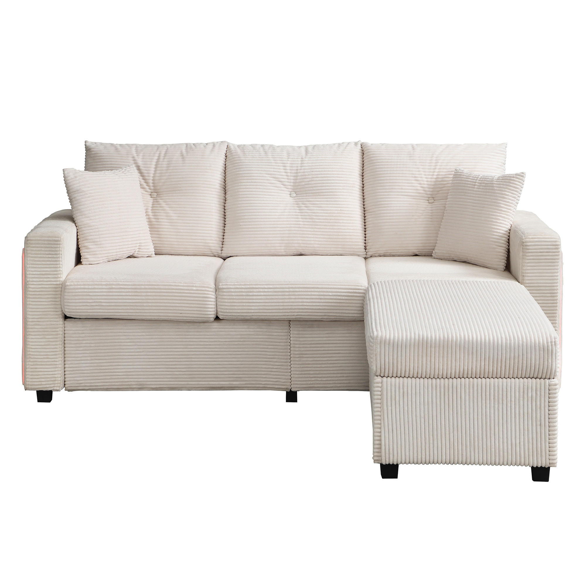 ECKSOFA 184/84,5/85,5 cm Beige - Beige, Textil (84.5/184cm)