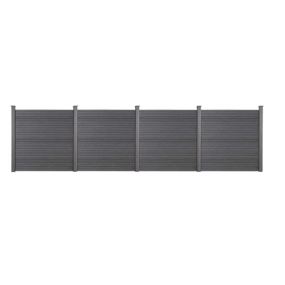 WPC Sichtschutzzaun CALLADO - 4 x Element + 5 x Pfosten - Anthrazit, Kunststoff (730/185cm) - Home Deluxe